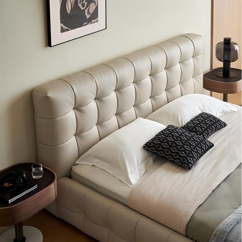 Marshmallow Leather Bed-Beige