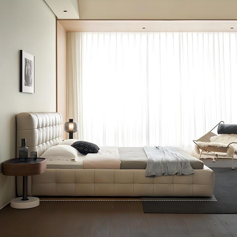 Marshmallow Leather Bed-Beige