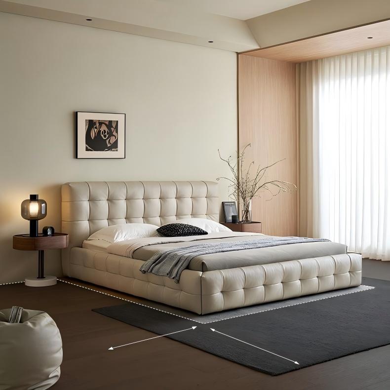 Marshmallow Leather Bed-Beige
