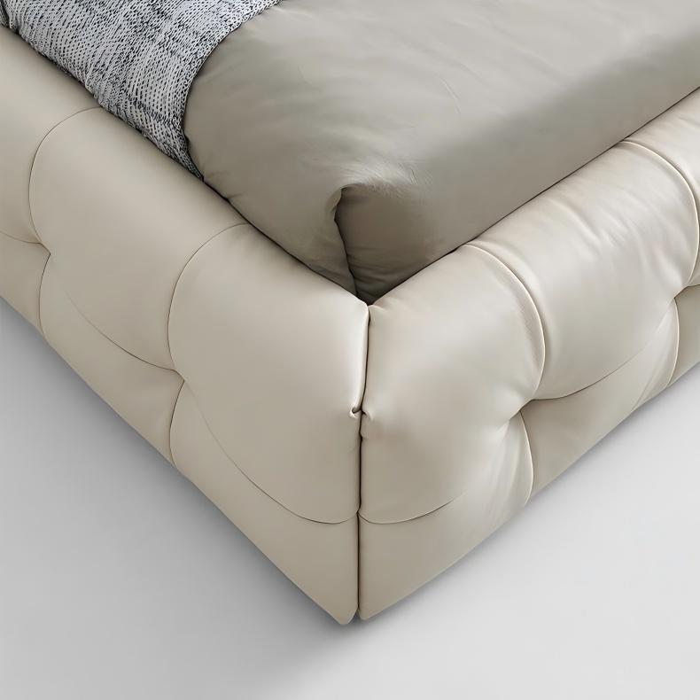 Marshmallow Leather Bed-Beige