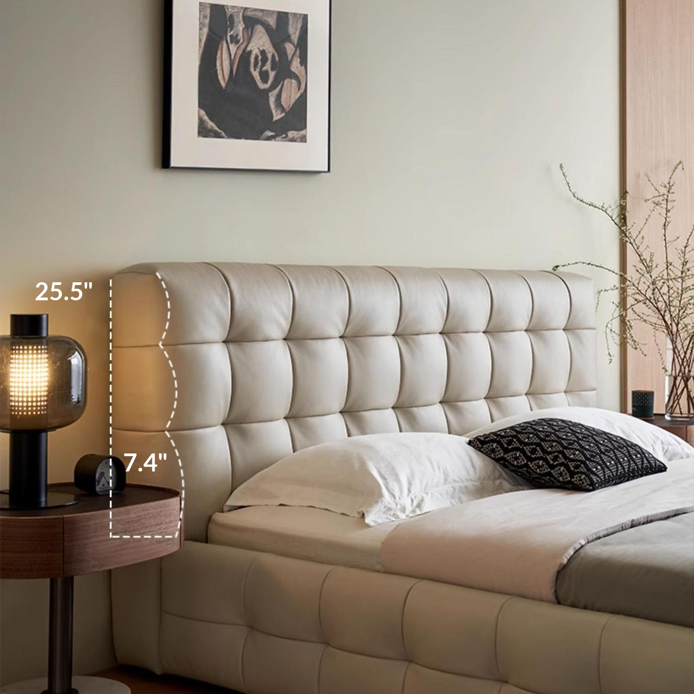 Marshmallow Leather Bed-Beige