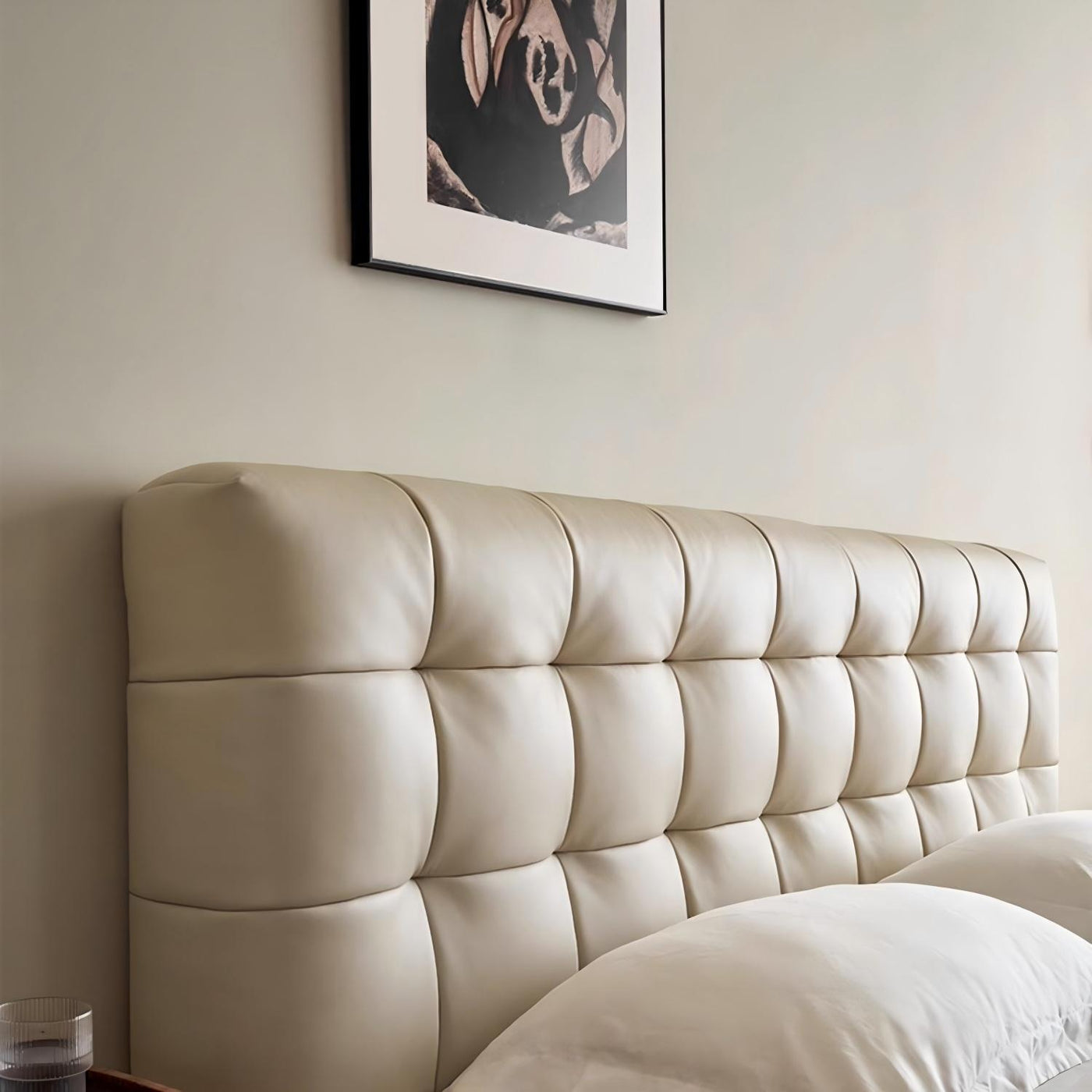 Marshmallow Leather Bed-Beige