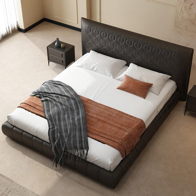 Dark Rum Leather Bed