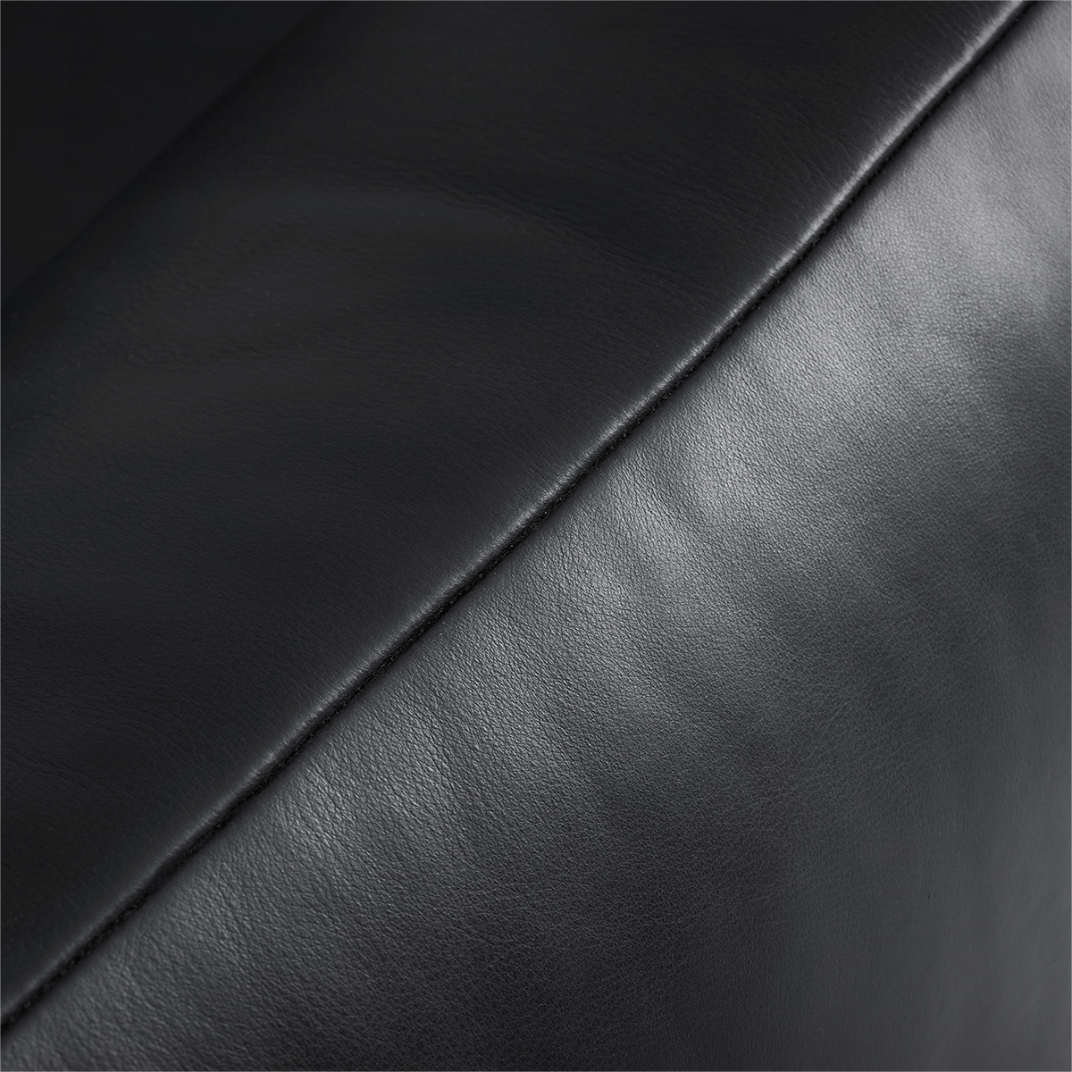Croissant Noir Top Grain Leather Sofa-Black