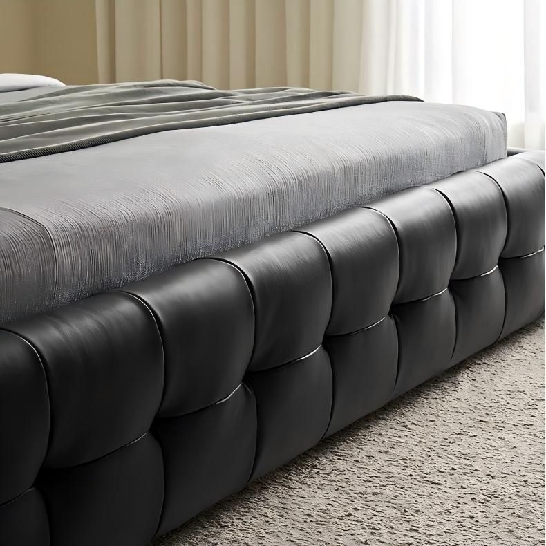 Marshmallow Leather Bed-Black