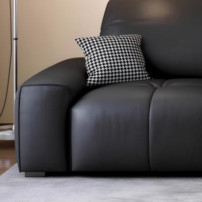Nero Black Recliner Leather Lounge Sofa-Black