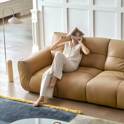 Cocoa Loaf Leather Sofa-Camel