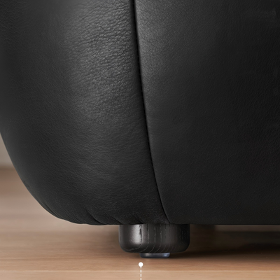 Croissant Noir Top Grain Leather Sofa-Black