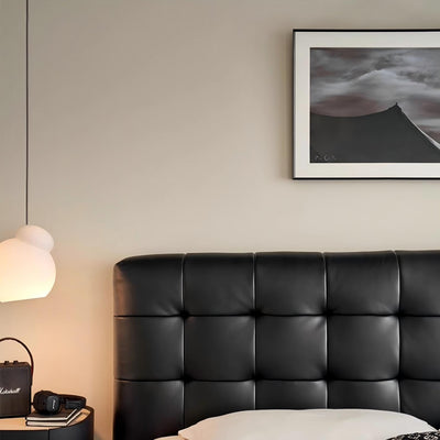 Marshmallow Leather Bed-Black