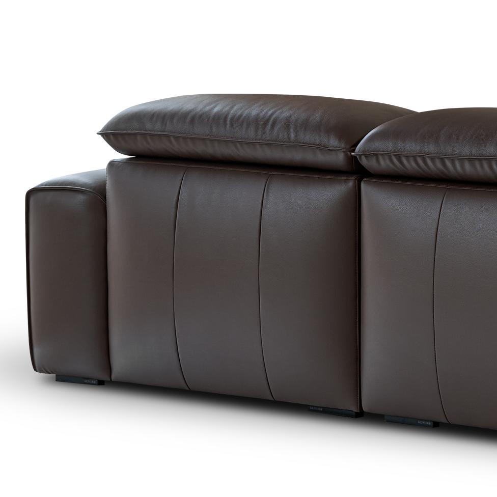 Nero Black Recliner Leather Lounge Sofa-Brown