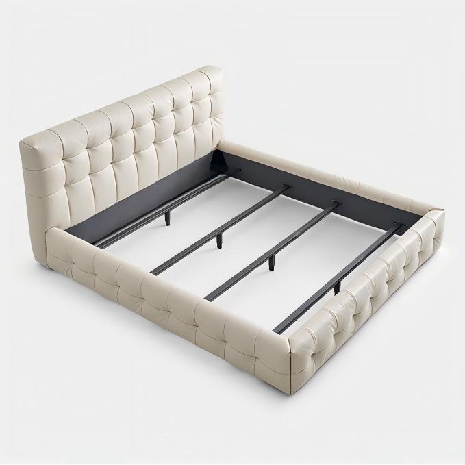 Marshmallow Leather Bed-Beige