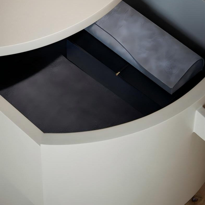 Cream Cylinder Nightstand