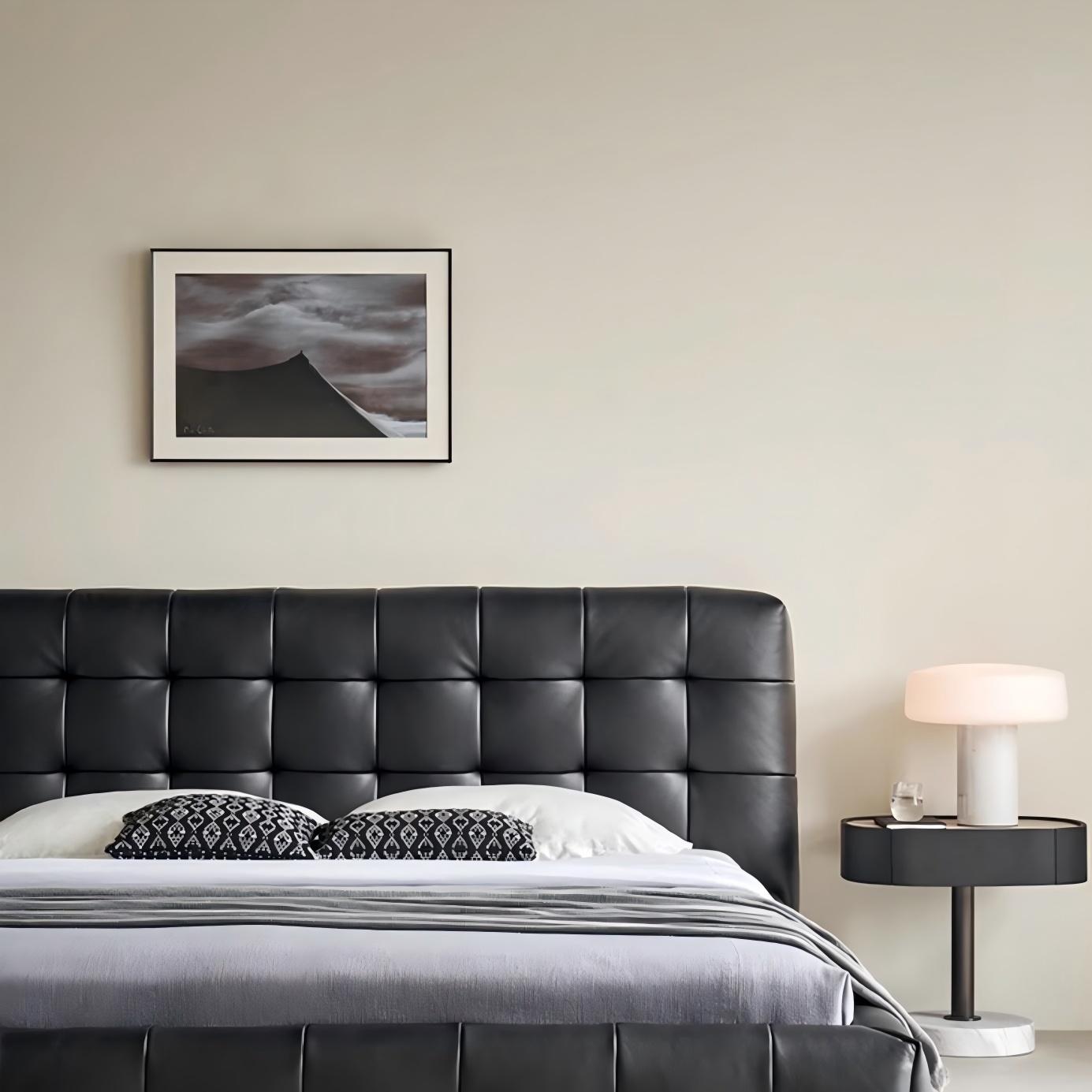 Marshmallow Leather Bed-Black