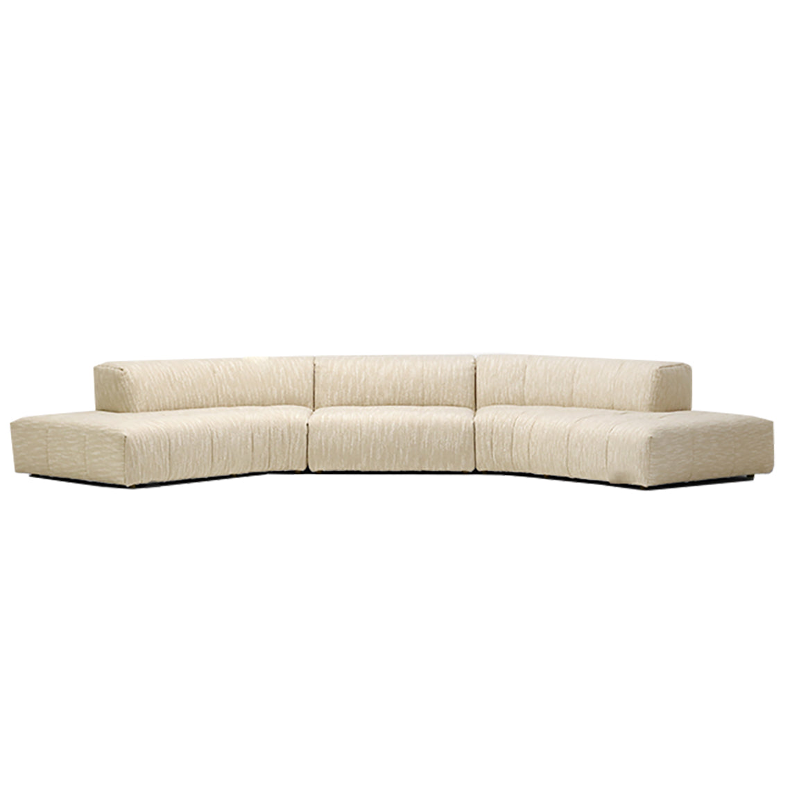 Almond Cream Curved Sectional Sofa-Beige-185.0"-Open End