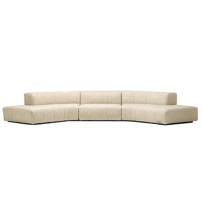 Almond Cream Curved Sectional Sofa-Beige-185.0"-Open End