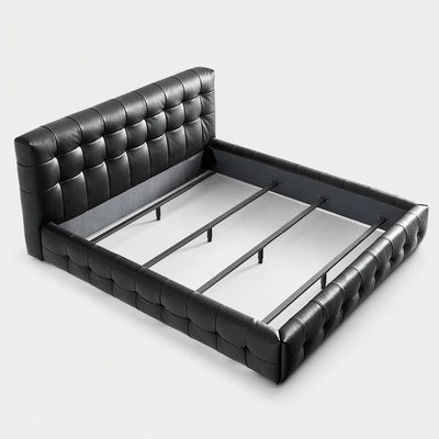 Marshmallow Leather Bed-Black