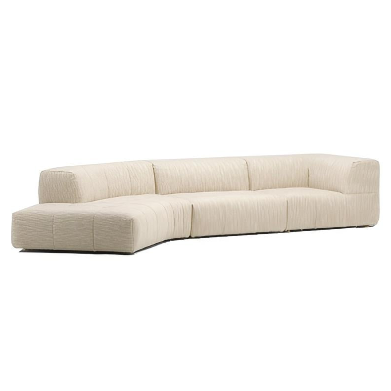 Almond Cream Curved Sectional Sofa-Beige-155.9"-Left Arm