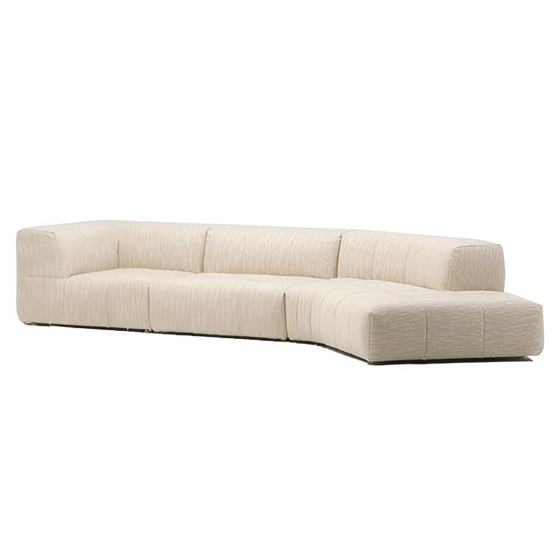 Almond Cream Curved Sectional Sofa-Beige-155.9"-Right Arm