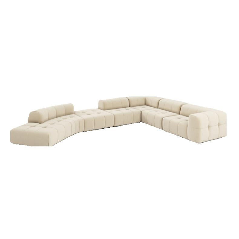 Almond Cream Curved Sectional Sofa-Beige-201.5"-Left Arm