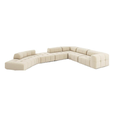 Almond Cream Curved Sectional Sofa-Beige-201.5"-Left Arm