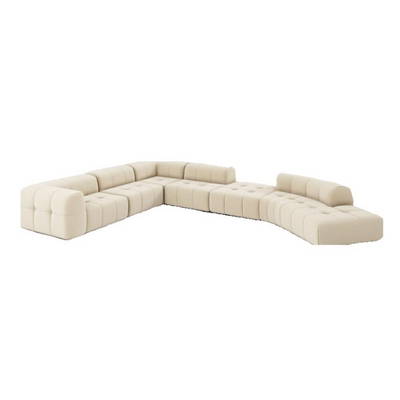Almond Cream Curved Sectional Sofa-Beige-201.5"-Right Arm