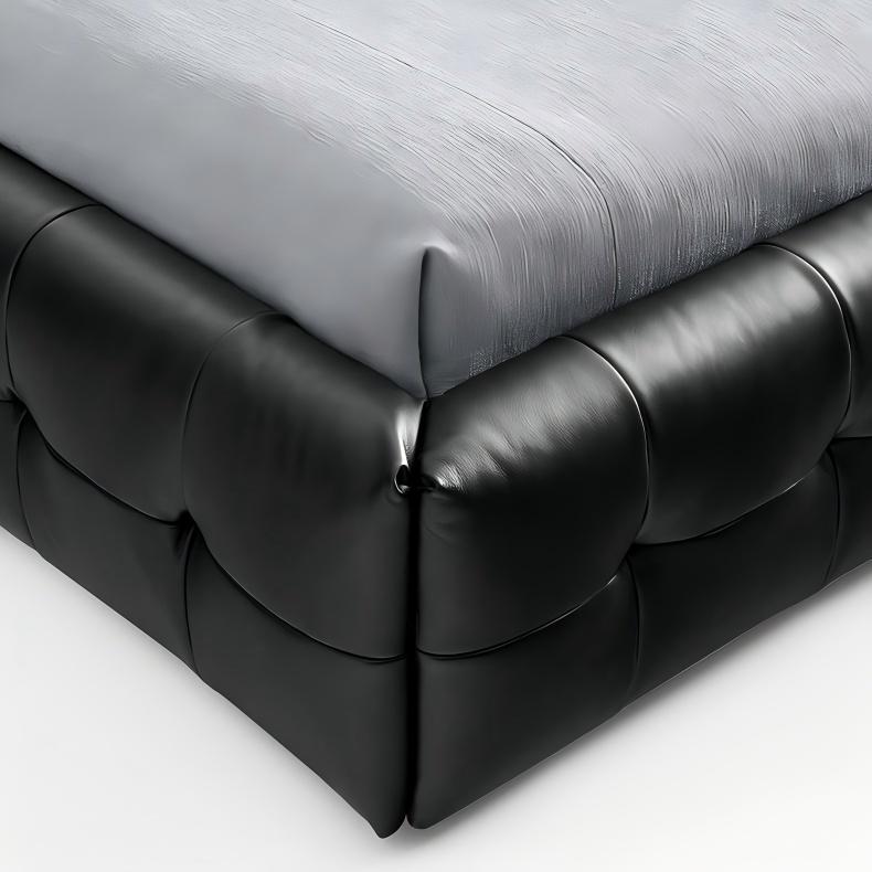 Marshmallow Leather Bed-Black
