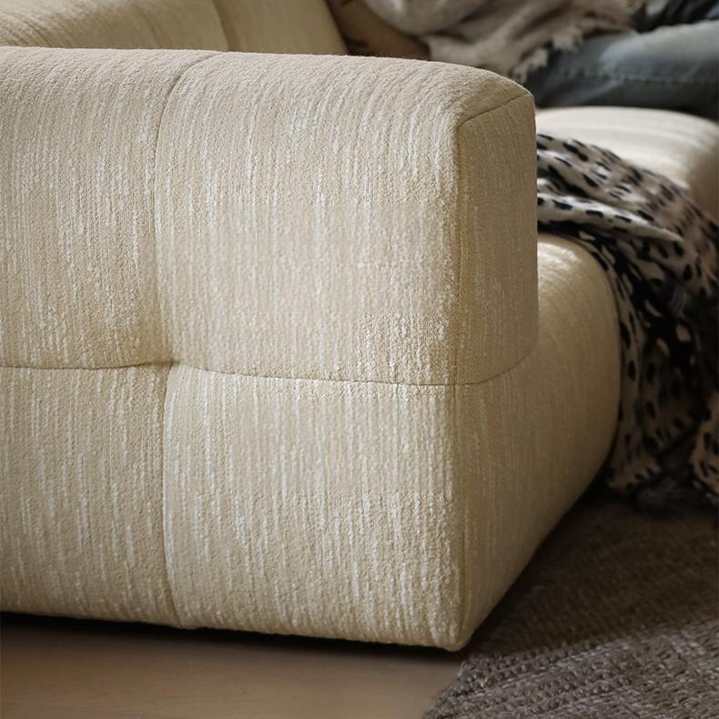 Almond Cream Curved Sectional Sofa-Beige