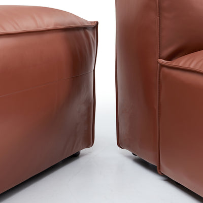 Flex Modular Brown Genuine Leather Sofa-Brown