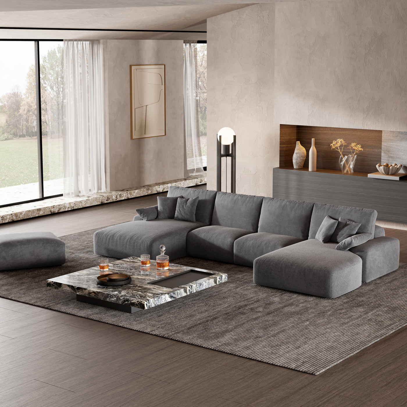 The Empress Gray Sectional-Gray