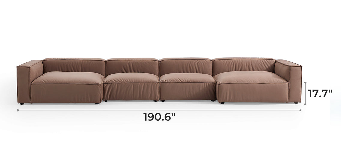 Luxury Minimalist Brown Fabric U-Shaped Sectional Sofa