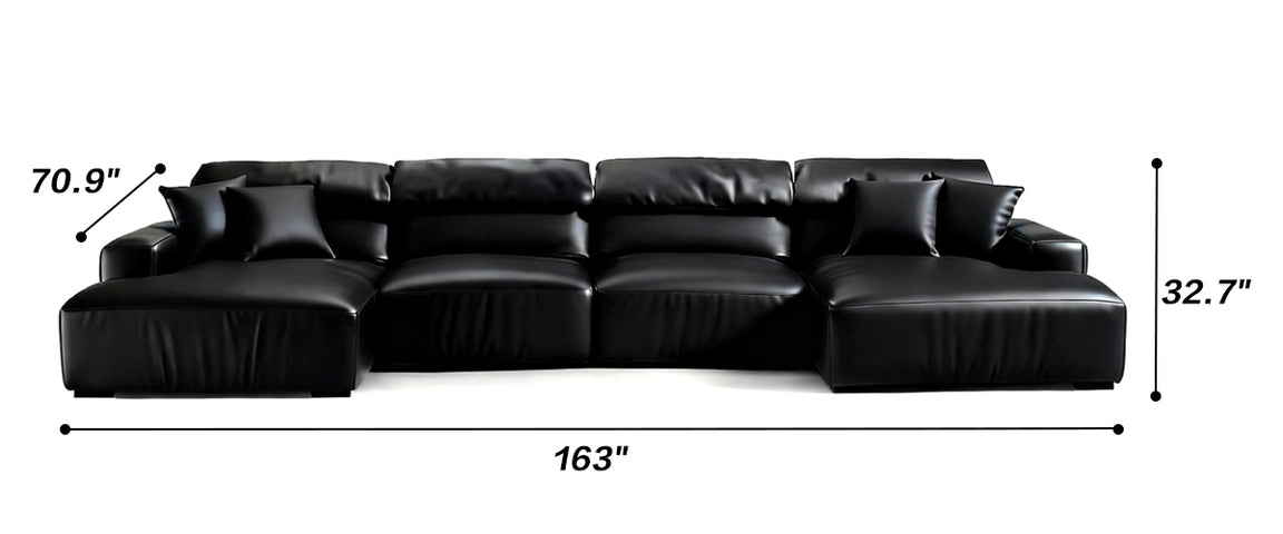 Chestnut Tan Leather Double Chaise Sectional