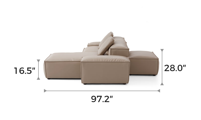 Flex Modular Khaki Genuine Leather Double-Sided Sectional