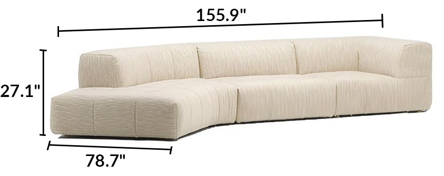 Almond Cream Curved Sectional Sofa