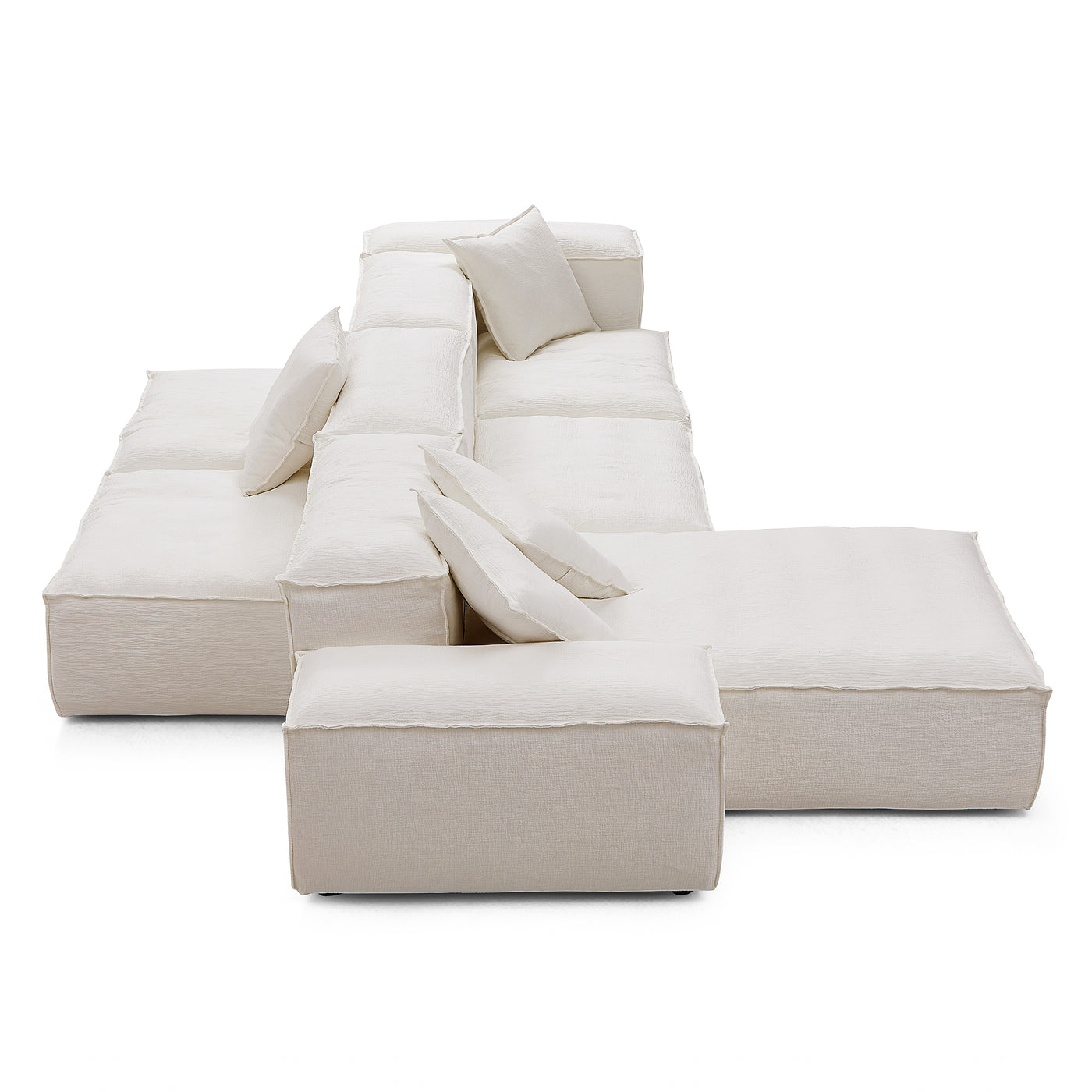 Freedom Modular Khaki Double Sided Sectional Sofa-White-hidden