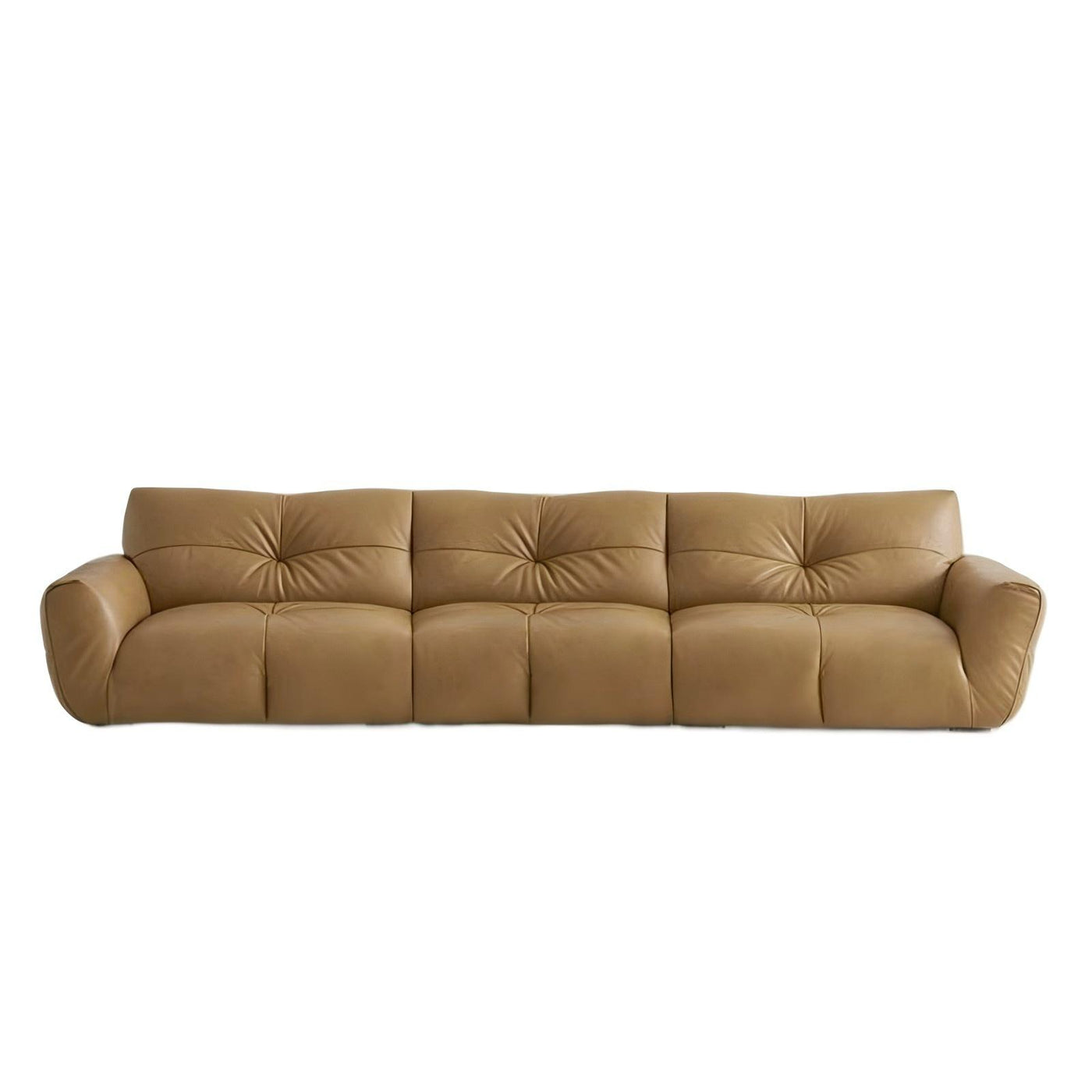 Cocoa Loaf Leather Sofa-Camel-126.0"