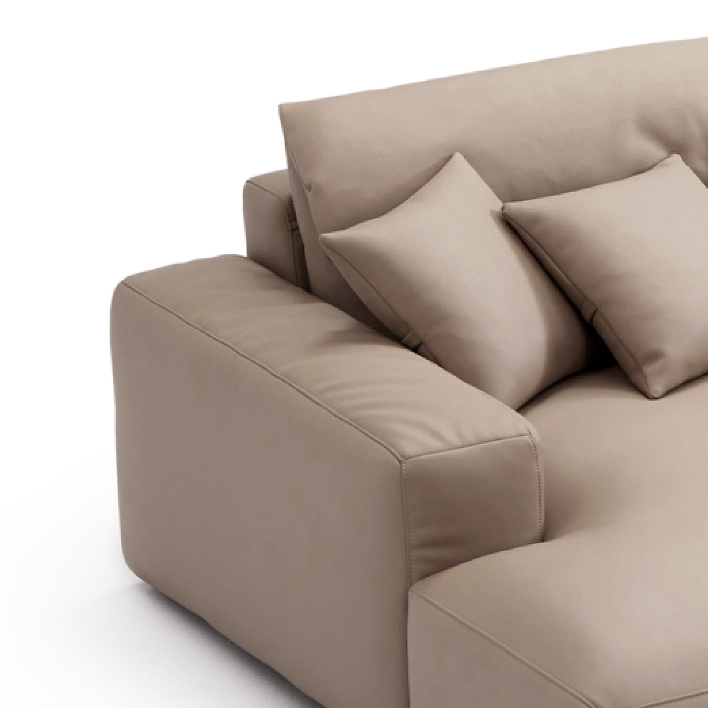 Chestnut Khaki Leather Sectional-Khaki