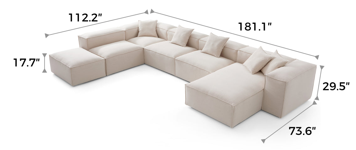 Freedom Modular Khaki Open-End Sectional Sofa