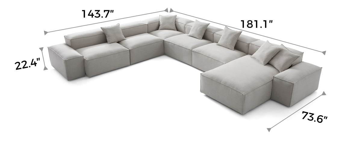 Freedom Modular Gray U-Shaped Sectional Sofa