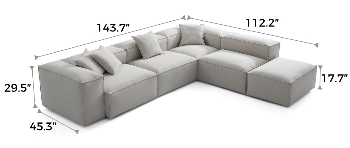 Freedom Modular Gray L-Shaped Sectional and Ottoman