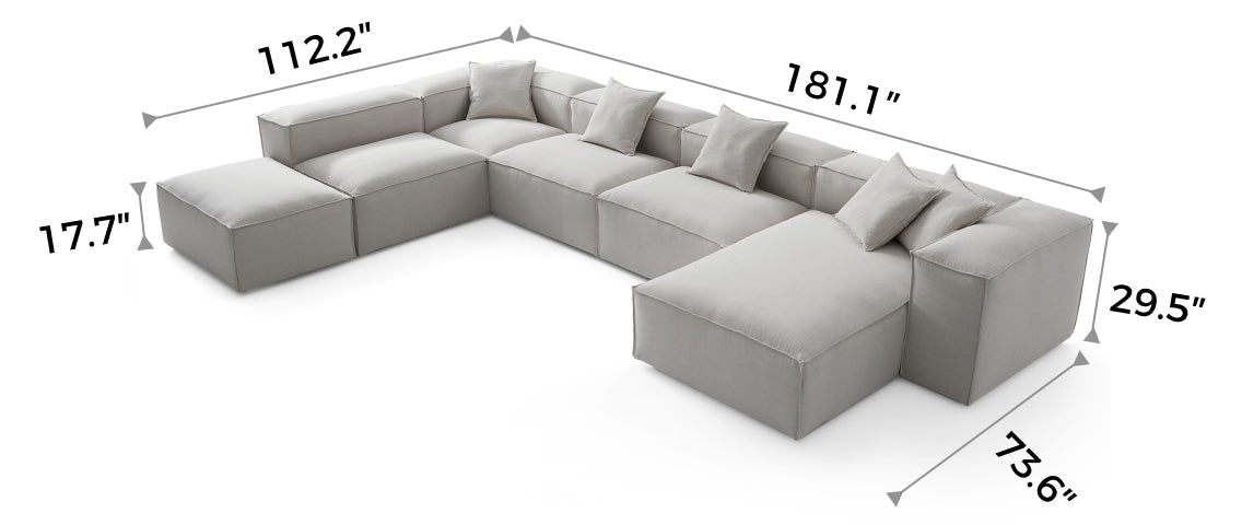 Freedom Modular Khaki Open-End Sectional Sofa