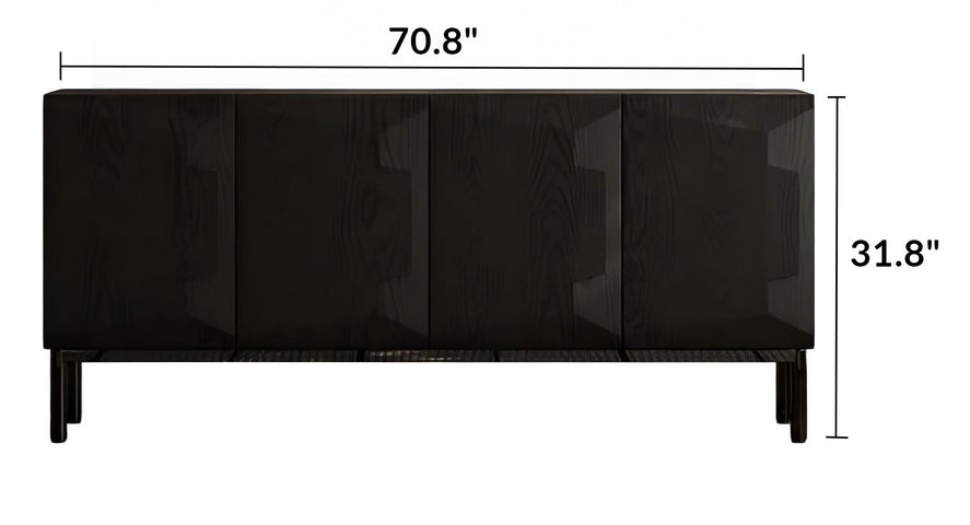 Florence Black Solid Wood Sideboard Cabinet