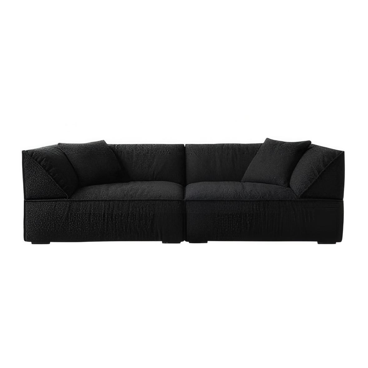 Brioche Soft Boucle Sofa-Black-86.6"