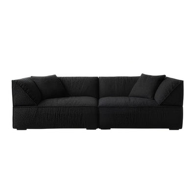 Brioche Soft Boucle Sofa-Black-86.6"