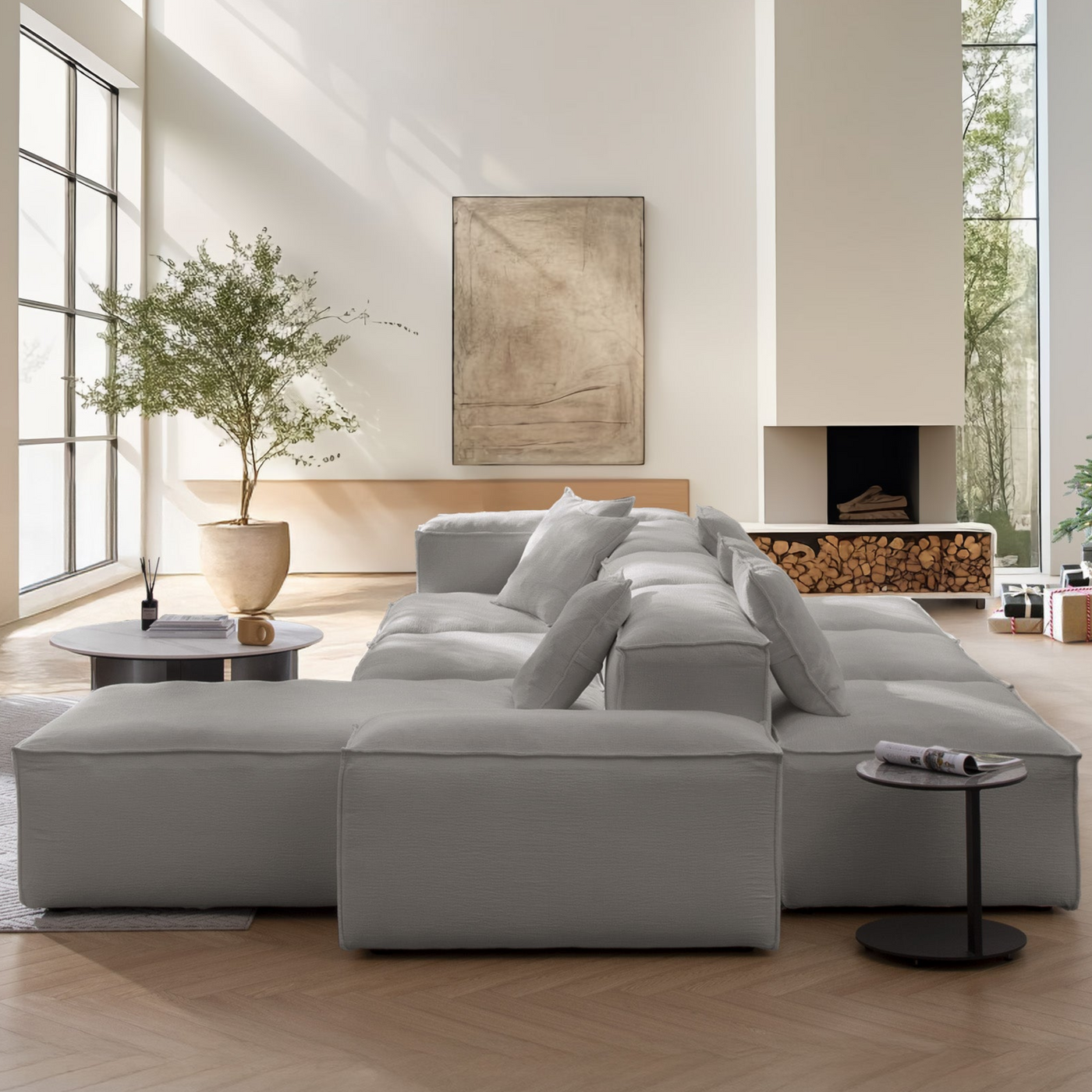 Freedom Modular Gray Double Sided Sectional Sofa-Gray