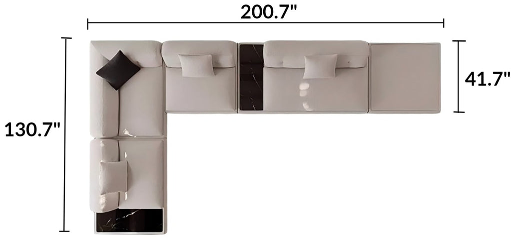 Silver Moon Boucle L-Shaped Sectional Sofa