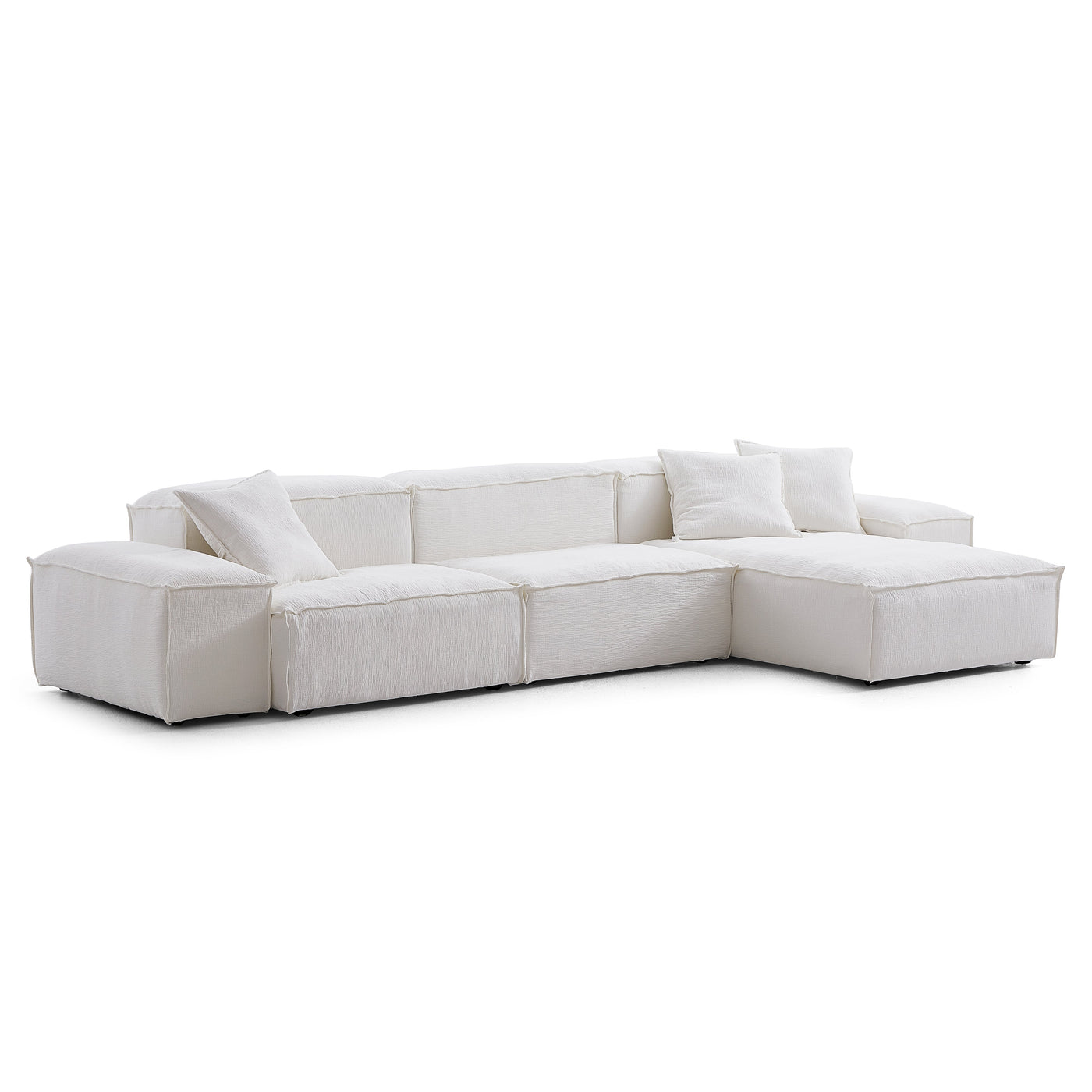 Freedom Modular Khaki Sectional Sofa-White-Low-106.3″-Facing left