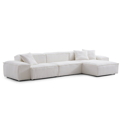 Freedom Modular Khaki Sectional Sofa-White-Low-106.3″-Facing left