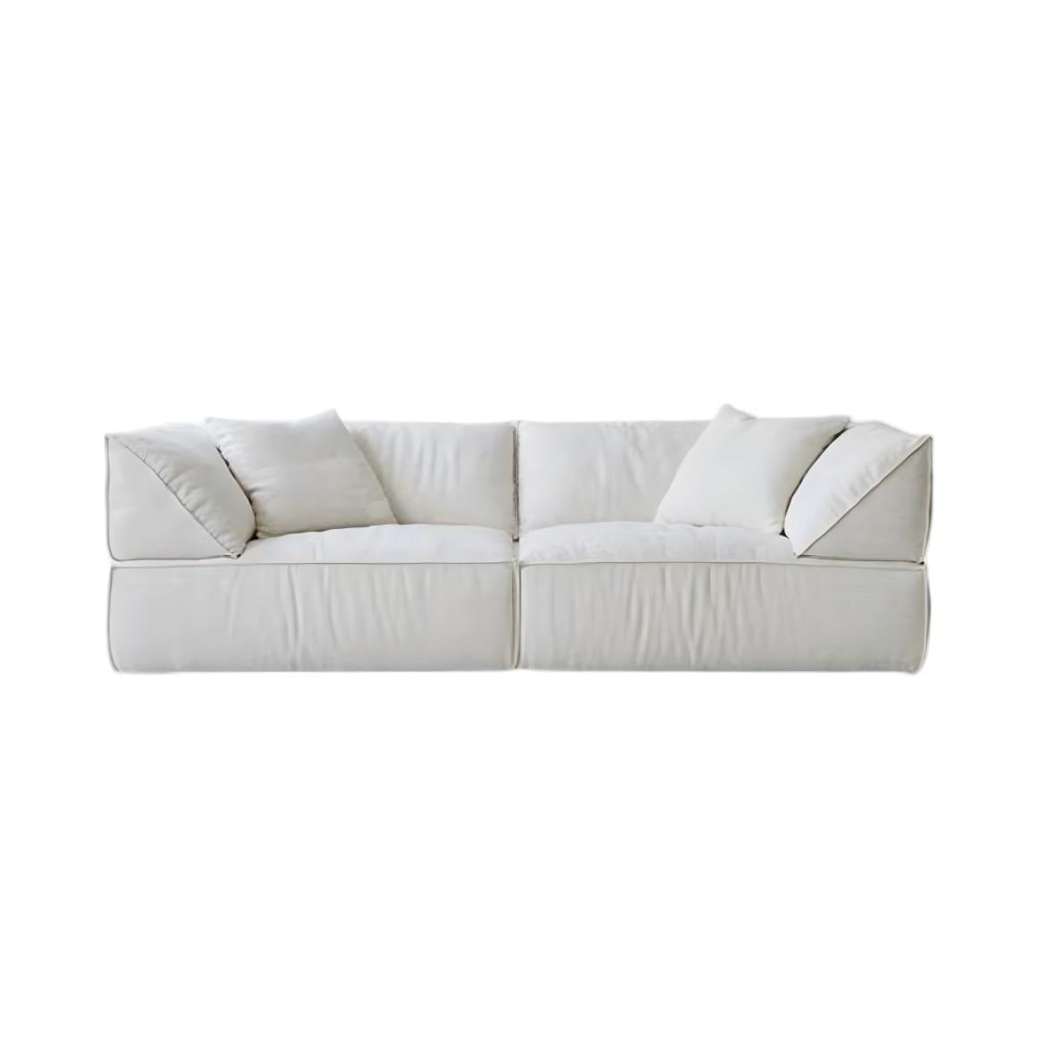 Brioche Soft Linen Sofa-White-84.4"