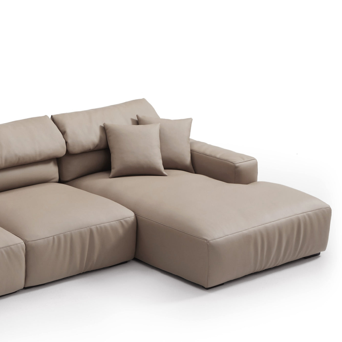 Chestnut Khaki Leather Sectional-Khaki