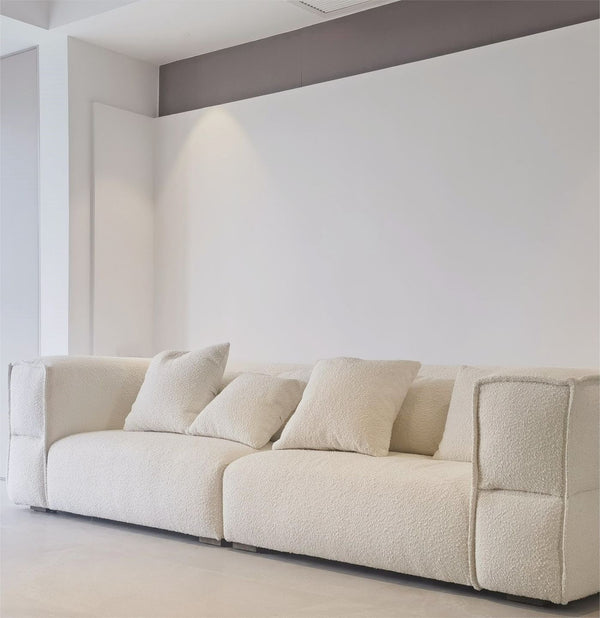 Nordic Modern Creamy Sofa with Ottoman